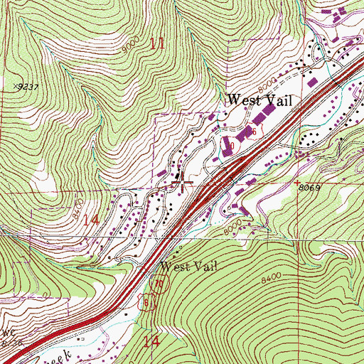 Topographic Map of Vail Fire Department West Vail Station, CO