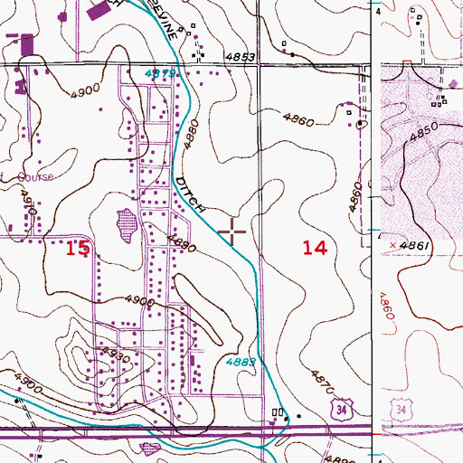 Topographic Map of Greeley Fire Department Station 5, CO
