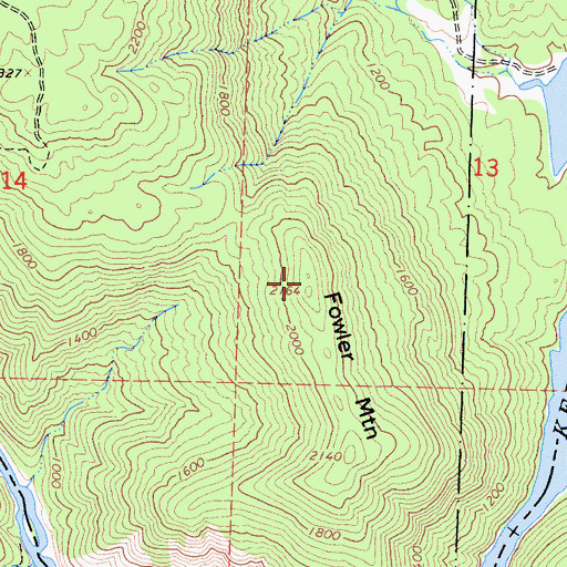 Topographic Map of Fowler Mountain, CA