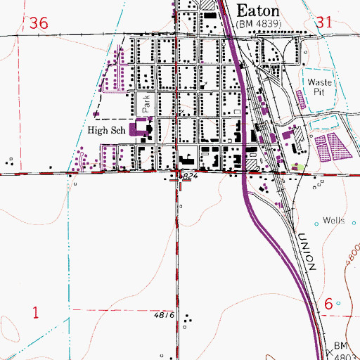 Topographic Map of Eaton Fire Protection District Station 1, CO