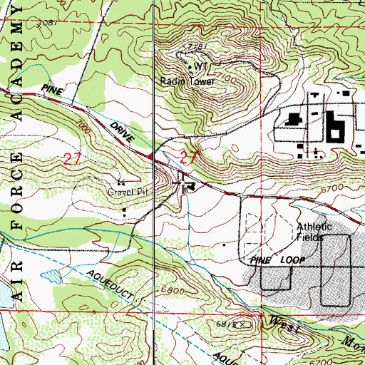 Topographic Map of United States Air Force Academy Fire and Emergency Services Station 1, CO