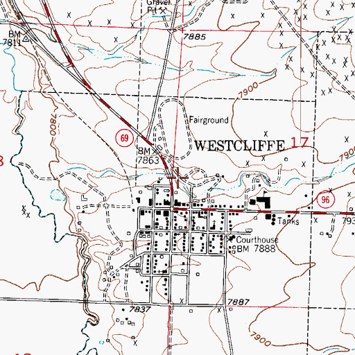 Topographic Map of Wet Mountain Fire Protection District Station 1, CO