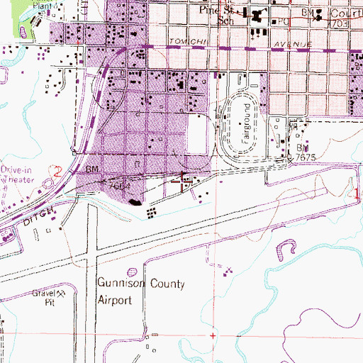 Topographic Map of Gunnison - Crested Butte Regional Airport Fire Department, CO