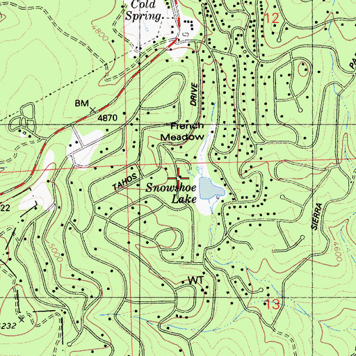 Topographic Map of French Meadow, CA