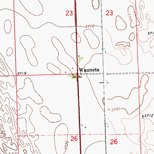 Topographic Map of Wauneta Volunteer Fire Department, CO