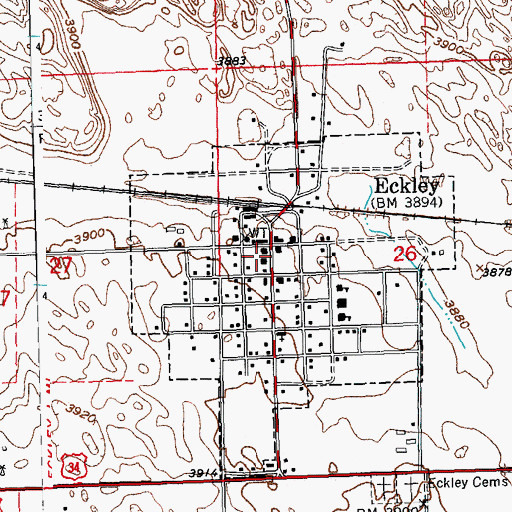 Topographic Map of Eckley Volunteer Fire Department, CO