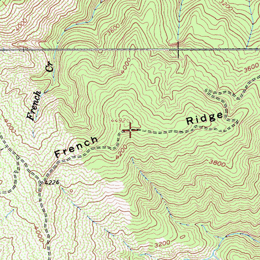Topographic Map of French Ridge, CA