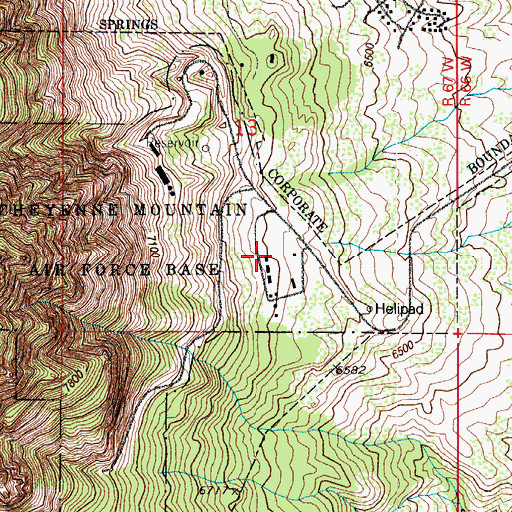 Topographic Map of Cheyenne Mountain Air Force Station Fire Department, CO