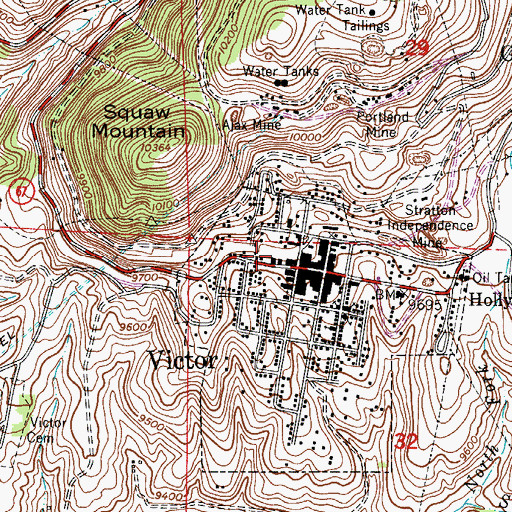 Topographic Map of Victor Fire Department, CO