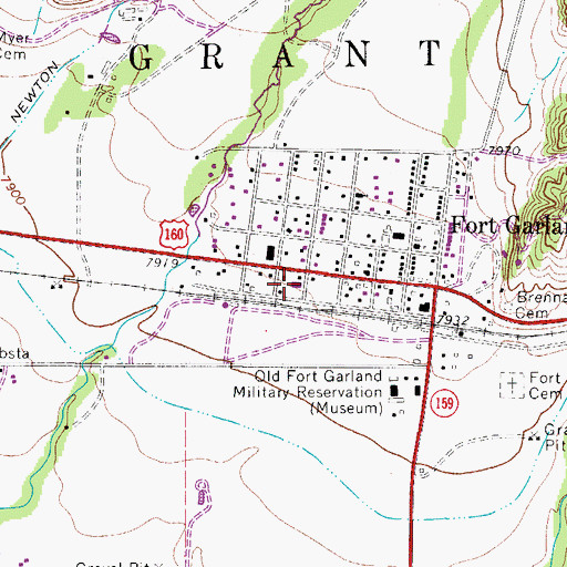 Topographic Map of Costilla County Fire Protection District Fort Garland Fire Department, CO