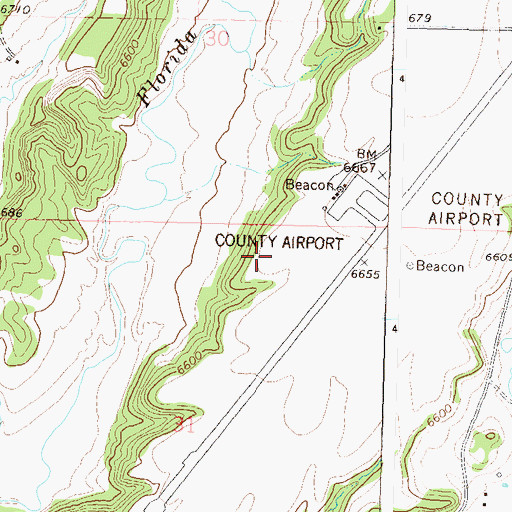 Topographic Map of Durango - La Plata County Airport Fire Department, CO