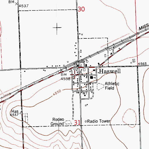 Topographic Map of Haswell Fire Department, CO
