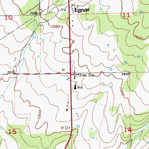 Topographic Map of Egnar - Slick Rock Fire Department, CO