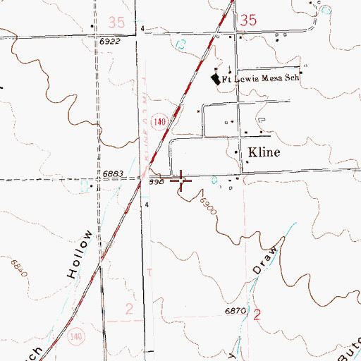 Topographic Map of Fort Lewis Mesa Fire Protection District Station 1, CO