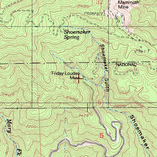 Topographic Map of Friday-Louden Mine, CA