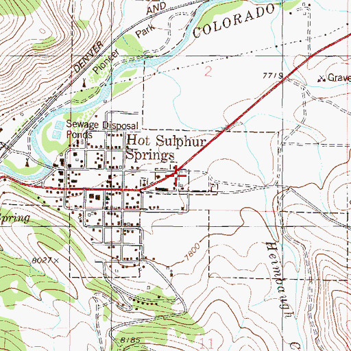 Topographic Map of Hot Sulphur Springs - Parshall Fire Protection District Station 1, CO