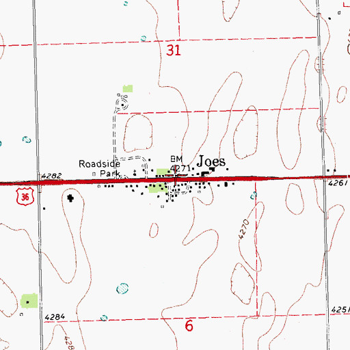 Topographic Map of Joes Volunteer Fire Department, CO
