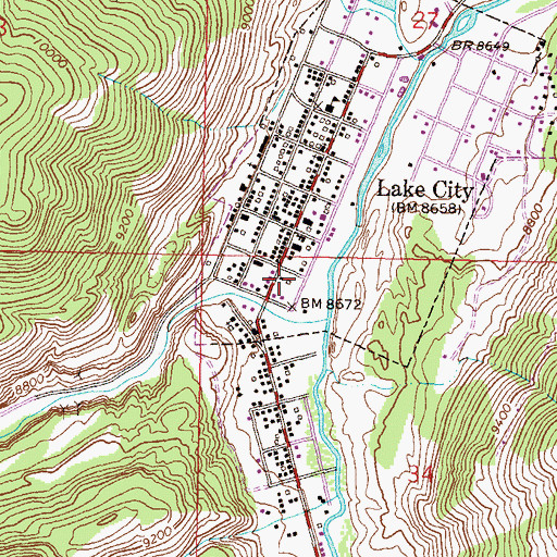Topographic Map of Lake City Volunteer Fire Department, CO
