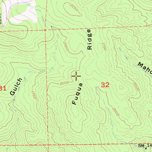 Topographic Map of Fugua Ridge, CA