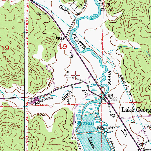 Topographic Map of Lake George Fire Protection District Station 1, CO