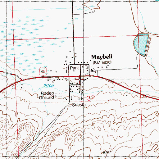 Topographic Map of Maybell Volunteer Fire Department, CO