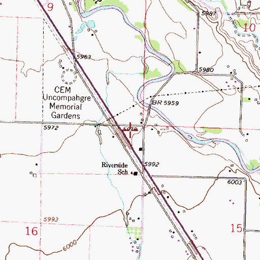 Topographic Map of Montrose Fire Protection District Station 2, CO