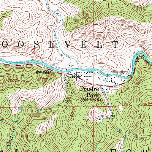 Topographic Map of Poudre Canyon Fire Protection District Station 1 Poudre Park, CO