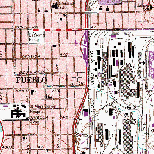 Topographic Map of EVRAZ Rocky Mountain Steel Fire / EMS, CO