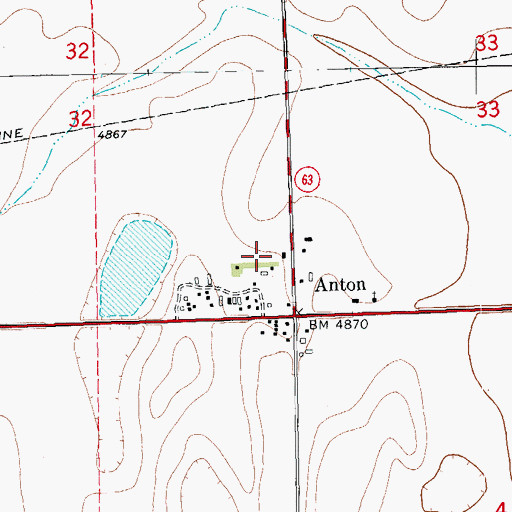 Topographic Map of Southwest Washington County Fire Protection Anton Fire Department, CO