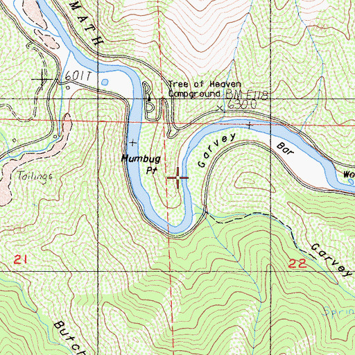 Topographic Map of Garvey Bar, CA