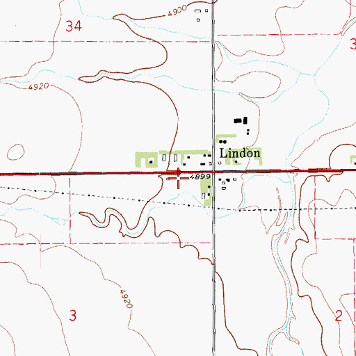 Topographic Map of Southwest Washington County Fire Protection Linden Fire Station, CO