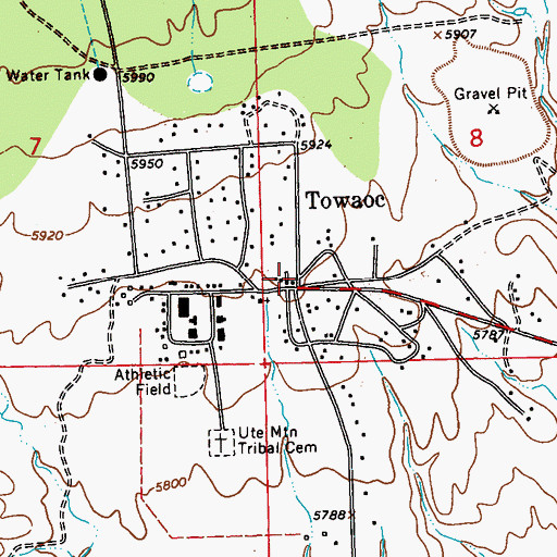 Topographic Map of Ute Mountain Fire Department - Emergency Medical Service, CO
