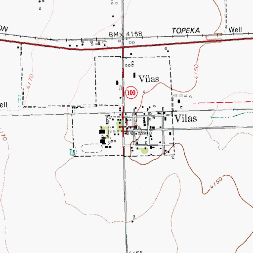 Topographic Map of Vilas Fire Department, CO
