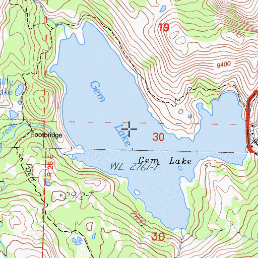 Topographic Map of Gem Lake, CA