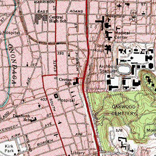 Topographic Map of Dr King Elementary School, NY
