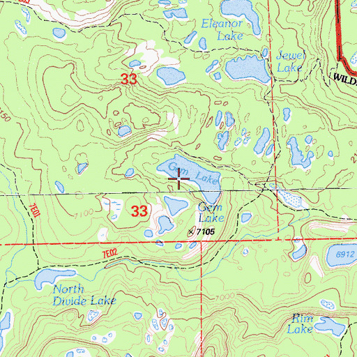 Topographic Map of Gem Lake, CA