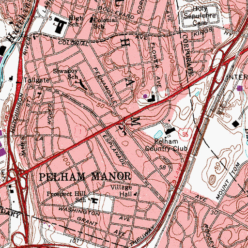 Topographic Map of Huguenot Memorial Church, NY