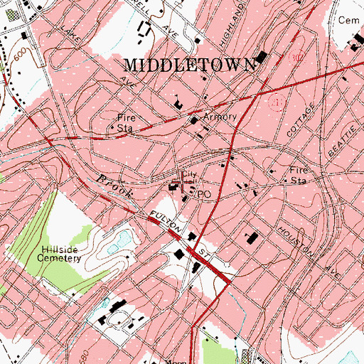 Topographic Map of Saint Paul's United Methodist Church, NY