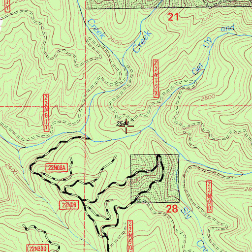 Topographic Map of Get Up and Get Creek, CA