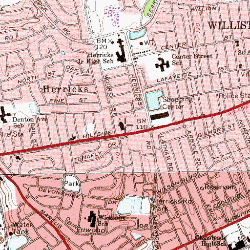 Topographic Map of Temple Emanuel, NY