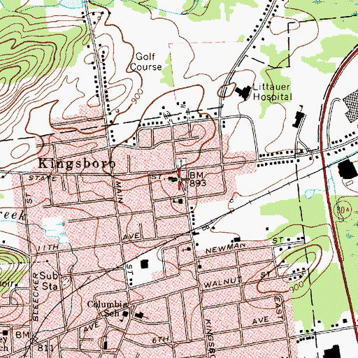 Topographic Map of Kingsboro Assembly of God, NY