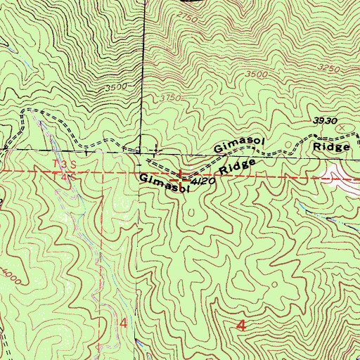 Topographic Map of Gimasol Ridge, CA