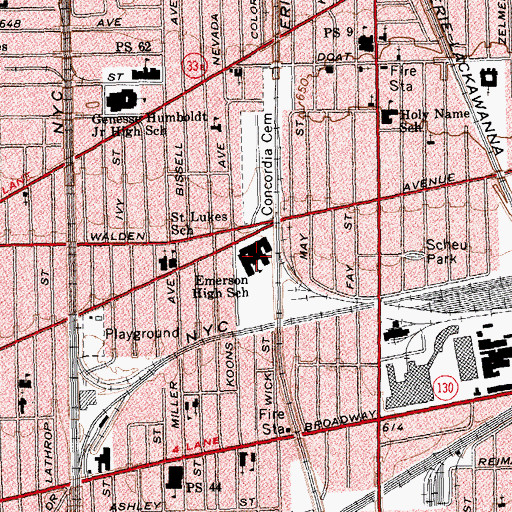 Topographic Map of Harvey Austin School, NY