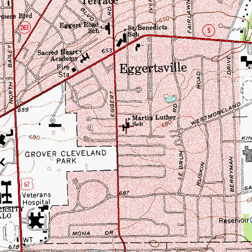 Topographic Map of Kadimah School of Buffalo, NY