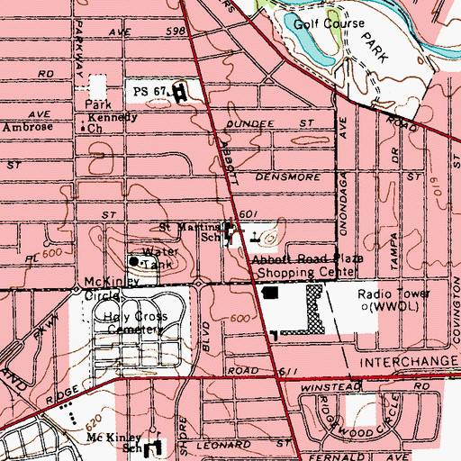 Topographic Map of South Buffalo Catholic School, NY