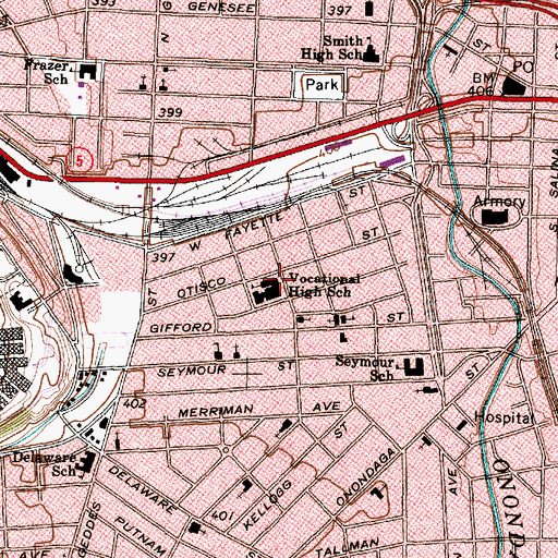 Topographic Map of Westside Academy at Blodgett School, NY