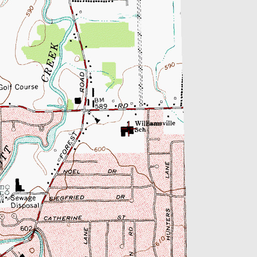 Topographic Map of Maple West Elementary School, NY