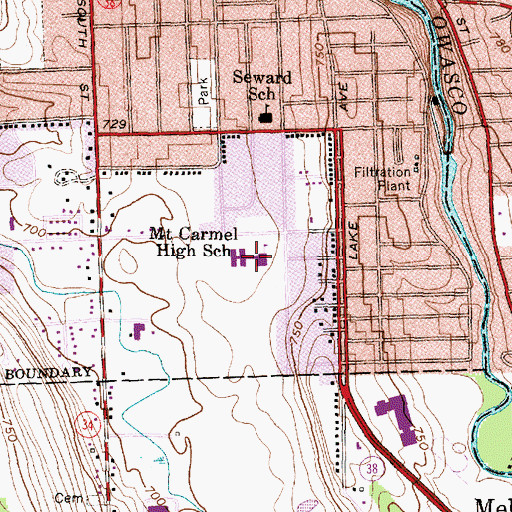 Topographic Map of William H Seward Elementary School, NY