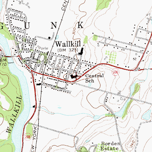 Topographic Map of Ostrander Elementary School, NY