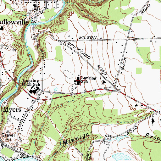 Topographic Map of Raymond C Buckley Elementary School, NY